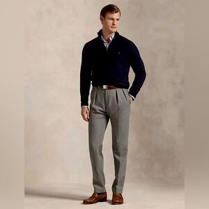 Ralph Lauren Cotton Men's Quarter Zip Long Sleeve Sweater Size XL Black